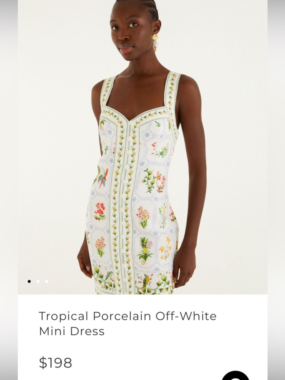 NWT!! FARM Rio Tropical Porcelain Off-White Mini Dress